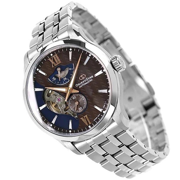 Orient Star - Contemporary Layered Skeleton Brown Silver Watch - Brand New - RE-AV0B02Y00B - Mænd - 2011-nu