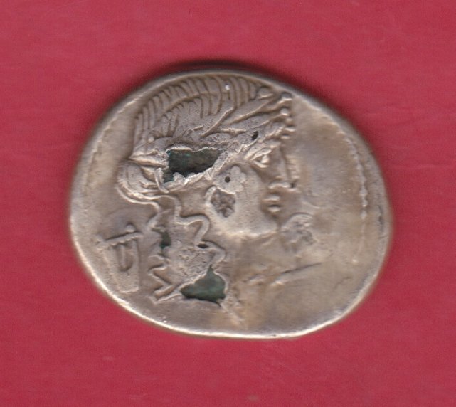 Romerska republiken P Clodius Mf Turrinus 42 BC Denarius Fourrée  (Ingen mindstepris)