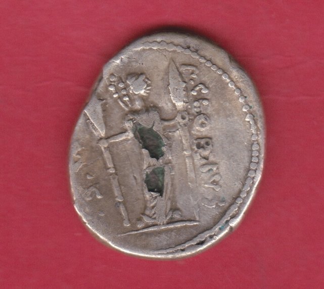 Romerska republiken P Clodius Mf Turrinus 42 BC Denarius Fourrée  (Ingen mindstepris)