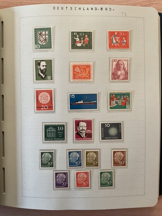 Tyskland, Forbundsrepublikken 1955/1990 - BUNDESPOST; udvidet samling i tykt LIGHTHOUSE (LEUCHTTURM) album