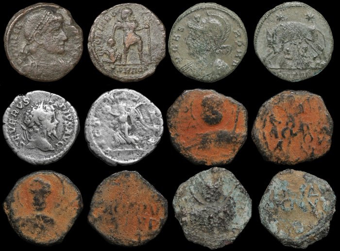 Antikken Lot of 6 coins incl: Septimius Severus Valens Constantine I and Tancred  (Ingen mindstepris)