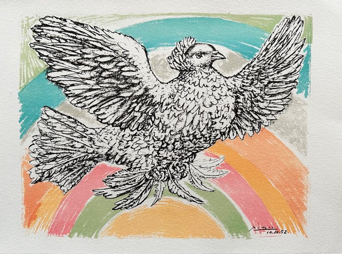 Pablo Picasso (1881-1973) - Colombe volant à l'Arc en Ciel