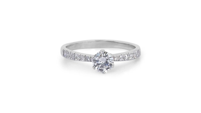 Ring Hvidguld -  082ct tw Diamant (Natur) - Diamant