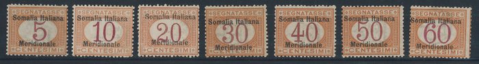 Italienske Somalia  - Skatteforstanderpost. "Syditaliensk Somalia", serie op til 60 c. n. 1/7.