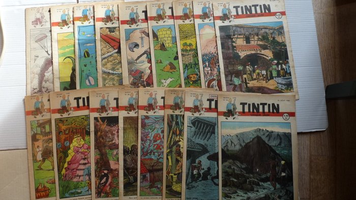 Tintin (magazine) - 17 Magasiner fra 1947 mellem nr. 4 (23. januar 1947) og nr. 34 (21. august 1947) - Første udgave - 1947