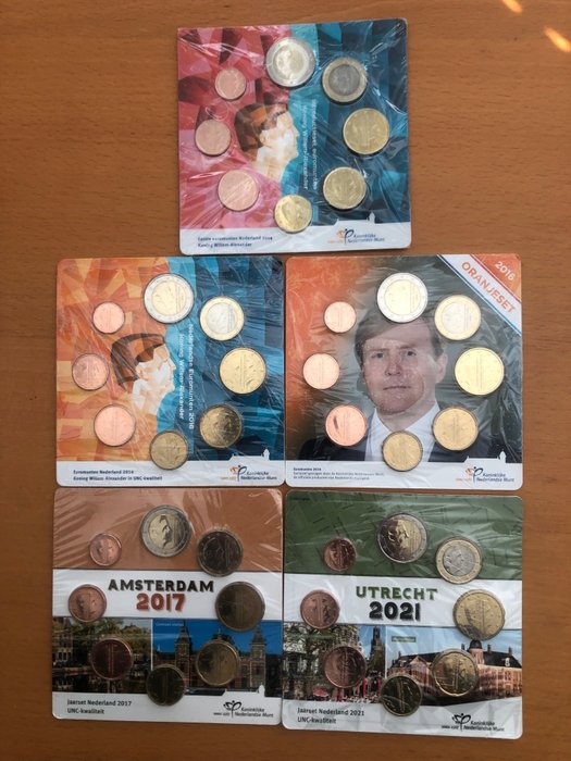 Holland. Year Set (BU) 2014/2021 (5 sets)  (Ingen mindstepris)