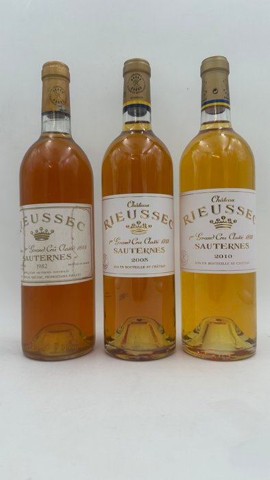 1982, 2005  2010 Château Rieussec - Sauternes 1er Grand Cru Classé - 3 Flasker (0,75 L)