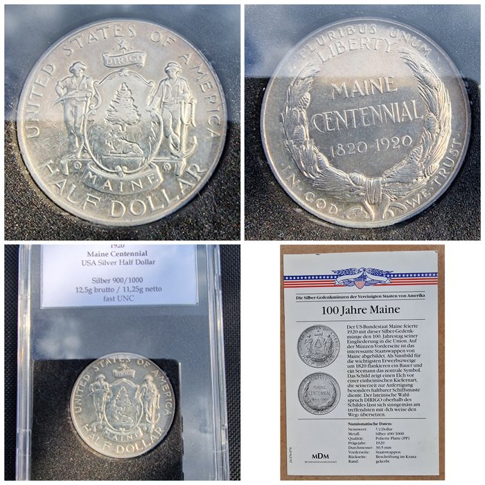 Förenta staterna. Silbermünzen Lot 11x half dollar 1892-1952 * California * Maine * Grant