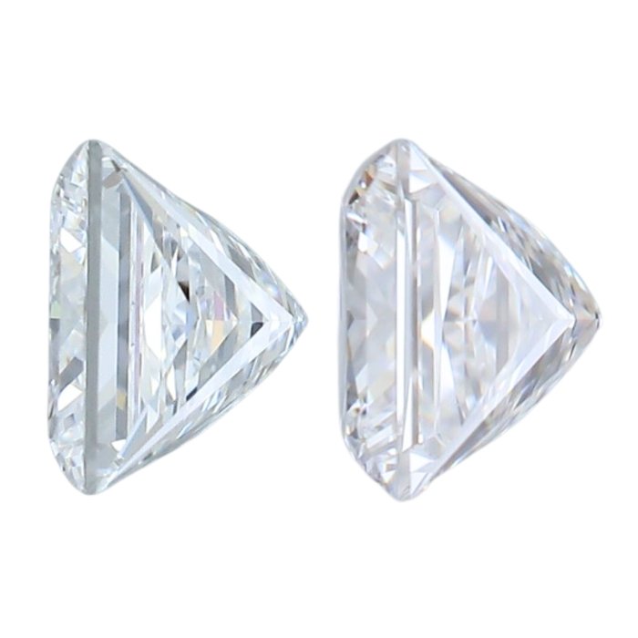 2 pcs Diamant  (Natur)  - 0.80 ct - Kvadrat - D (farveløs), E - VVS1, VVS2 - Gemological Institute of America (GIA)