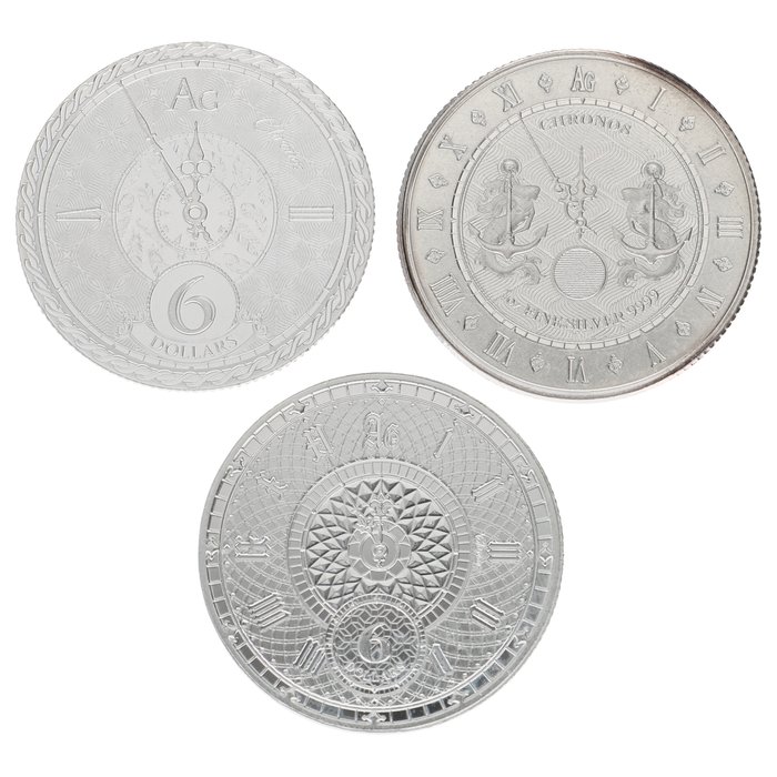 Tokelau 6 Dollars 2020/2022 "Chronos" 3x1 Oz (999)  (Ingen mindstepris)