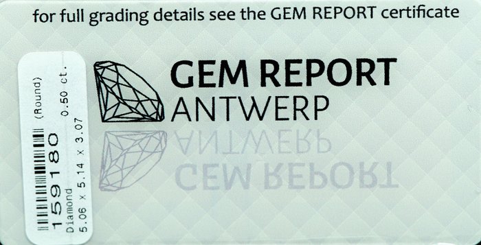 Ingen mindstepris - 1 pcs Diamant  (Natur)  - 0.50 ct - I3 - Gem Report Antwerp (GRA)