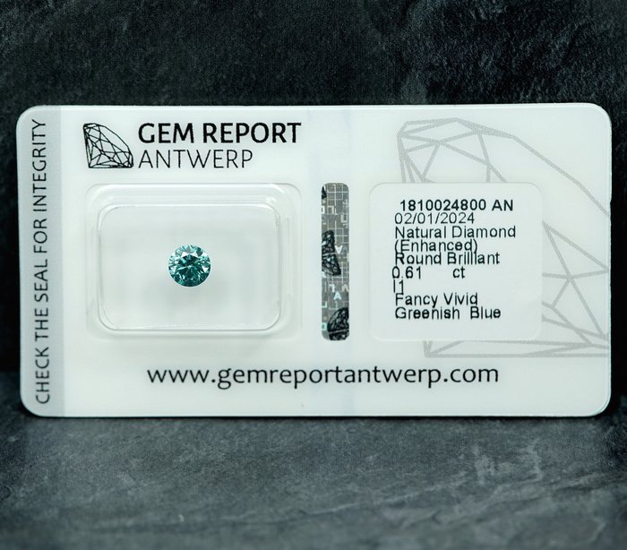 1 pcs Diamant  (Farvebehandlet)  - 0.61 ct - I1 - Gem Report Antwerp (GRA)