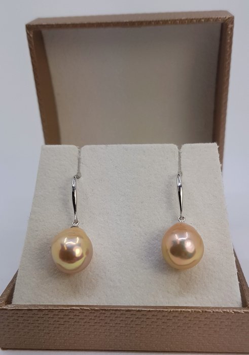 Ingen mindstepris - Øreringe - 14 karat Hvidguld - 10x11mm Edison Pearls