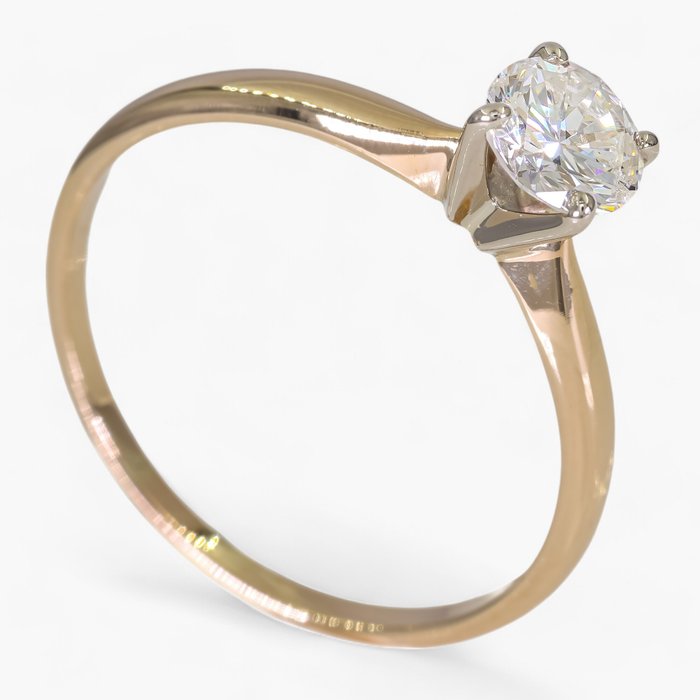 Ingen mindstepris - Ring - 14 karat Gulguld, Hvidguld, IGI certificeret - 0,80ct diamanter - solitair - Diamant