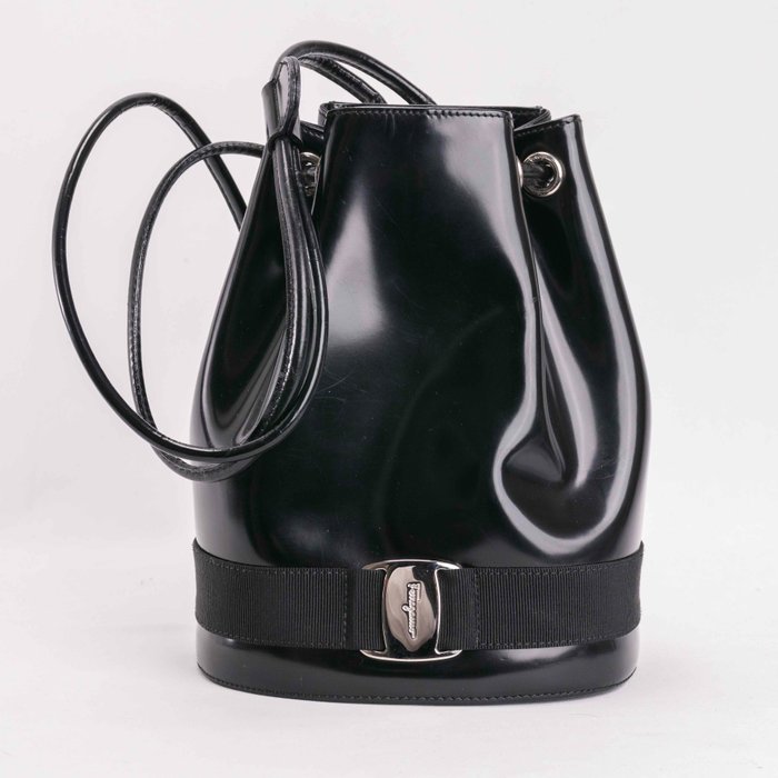 Salvatore Ferragamo - Salvatore Ferragamo Drawstring Bucket Mini Backpack in Patent Leather - Rygsæk