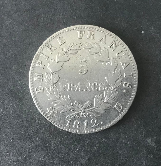 Frankrig. Napoléon I (1804-1814). 5 Francs 1812-D, Lyon  (Ingen mindstepris)