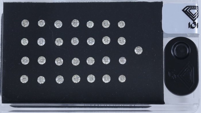 29 pcs Diamant  (Natur)  - 191 ct - Rund - I1 I2 - International Gemological Institute (IGI) - Forseglede æske diamanter