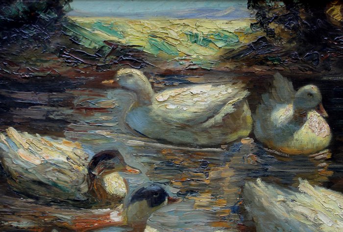 Karl Schwarz (born 1886) - Ducks in the pond