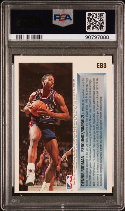 1992 Upper Deck International A/W Hologram Italian Dennis Rodman #EB3 PSA 9 Graded card