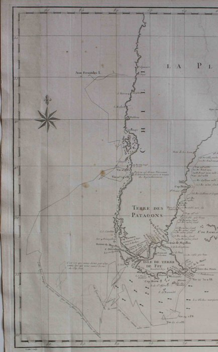 Sydamerika - S. Caterina Island – Kap Blanco; George Anson - Carte de la Partie Meridionale de l’Amerique Meridionale avec la route du Centurion depuis de l’Ile - 1761-1780