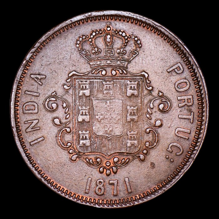 Portugisisk Indien D Luís I (1861-1889) 1 Tanga (60 Reis) 1871 -  Bombaim - Escassa