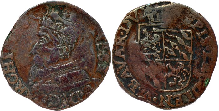 Sydholland. Prinsbisperådet i Liège. Ernest of Bavaria. Liard "Aidant" mm. perron - Liège Mint - n.d. (1610-1612)