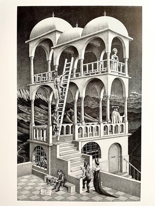 Maurits Cornelis Escher (1898-1972) - BELVEDERE (1958) - 2000'erne