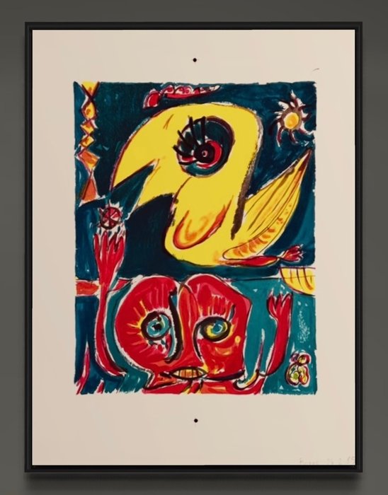 Carl Henning Pedersen (1913-2007) - Figure and Bird  rare essai lithographique / avec provenance