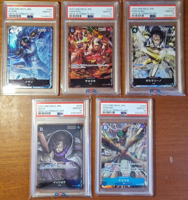 One Piece - 5 Graded card - One Piece - Kuzan, Sakazuki, Borsalino, Aramaki, Issho - PSA 10