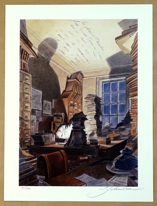 Schuiten, François - 1 Offset Print - Bibliothèque Mondaneum