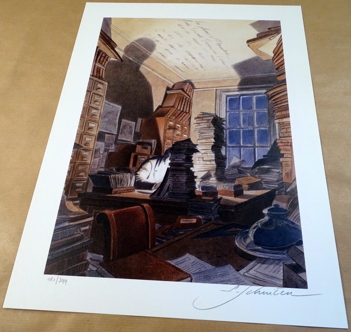 Schuiten, François - 1 Offset Print - Bibliothèque Mondaneum