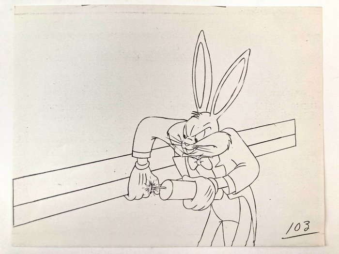 Warner Bros Pakke med 10 Vintage Animation Tegninger kopier af 1949 - Bugs Bunny shorts - From Virgil Ross Archive