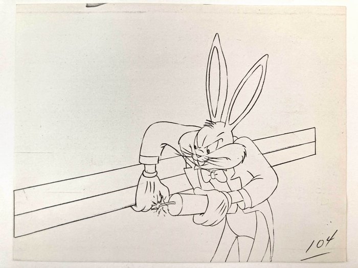 Warner Bros Pakke med 10 Vintage Animation Tegninger kopier af 1949 - Bugs Bunny shorts - From Virgil Ross Archive