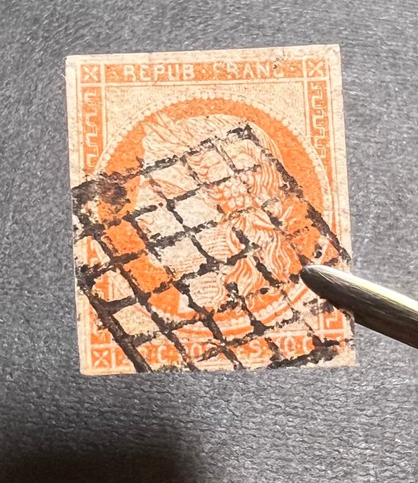 Frankrig 1849 - Frankrig klassisk 40c orange Cérès obl grid rating 500 - Yvert Tellier 5