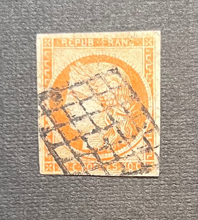 Frankrig 1849 - Frankrig klassisk 40c orange Cérès obl grid rating 500 - Yvert Tellier 5