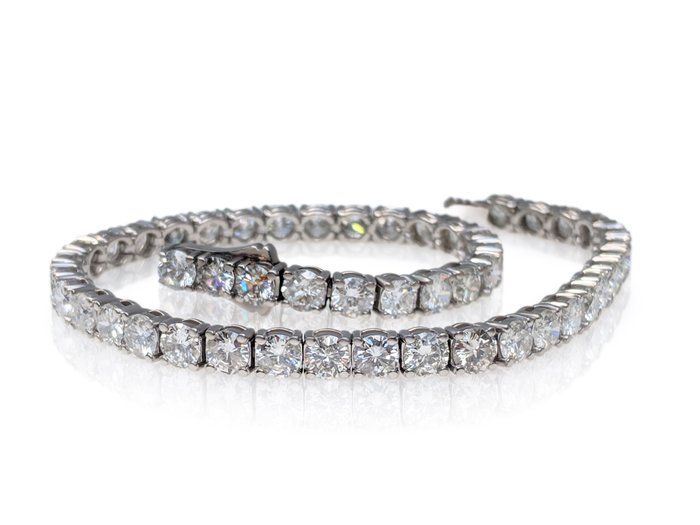 Armbånd - 14 karat Hvidguld -  8.22ct. tw. Diamant (Natur) - F-H VS - GCI