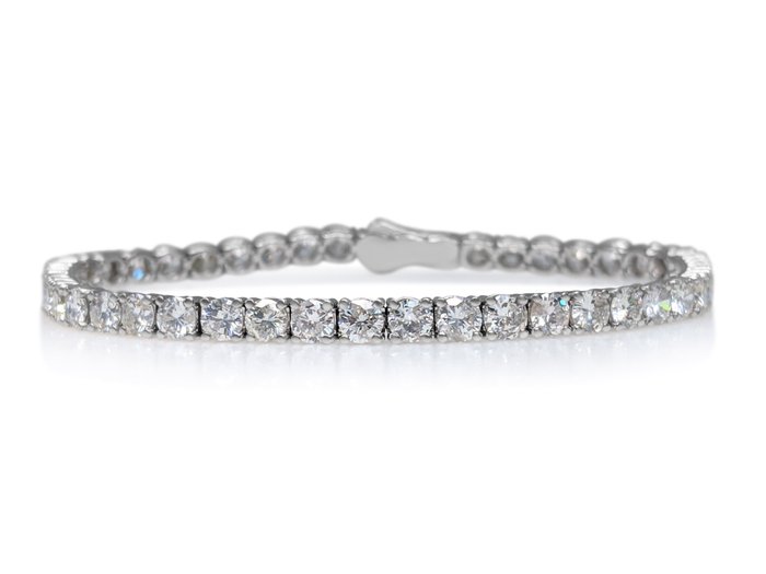 Armbånd - 14 karat Hvidguld -  8.22ct. tw. Diamant (Natur) - F-H VS - GCI