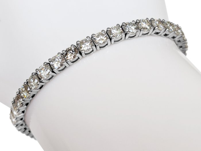 Armbånd - 14 karat Hvidguld -  8.22ct. tw. Diamant (Natur) - F-H VS - GCI