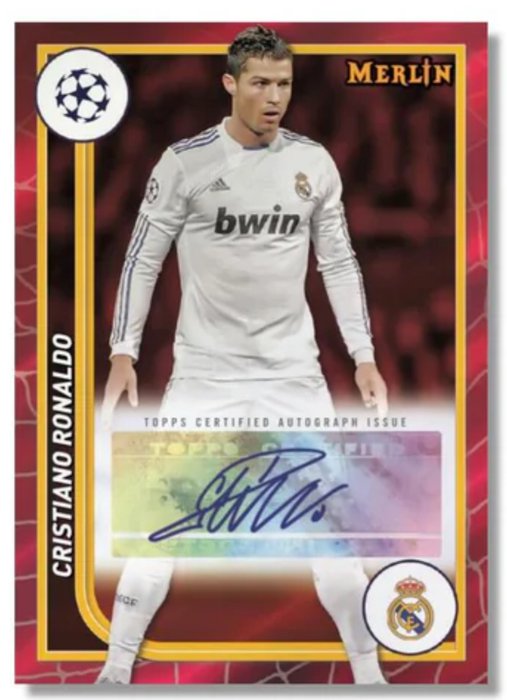 2023/24 Topps Merlin Ronaldo, Cristiano Ronaldo, Lionel Messi, Look for AUTOGRAPHS 7 packs per box, 4 cards per pack - 1 Sealed box - Glimrende (EX)