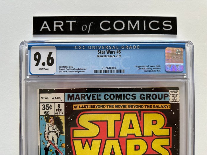 Star Wars #8 - 1st  Appearance Of Jaxxon, Hedji, Don-Wan Kihotay, Amaiza, Jimm (Starkiller Kid) - CGC Graded 9.6! - Extremely High Grade!! - White Pages! - 1 Graded comic - Første udgave - 1978