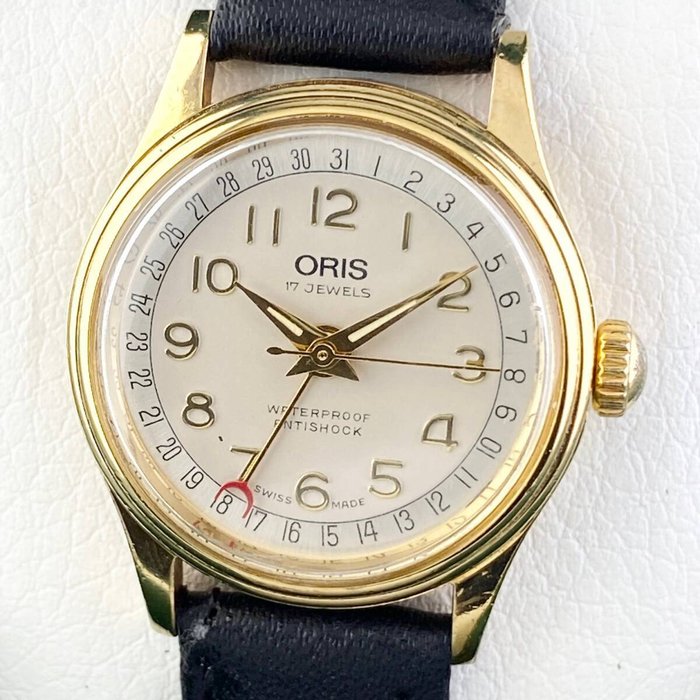 Oris - Oris Pointer Date 7406 White Dial 17 Jewels Working - Gold Plated - Ingen mindstepris - 7406 - Unisex - 1980-1989