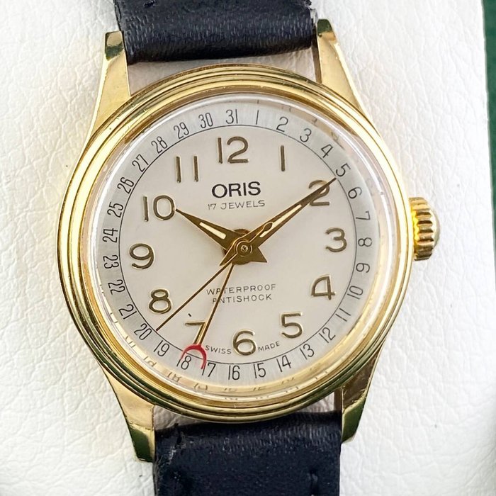 Oris - Oris Pointer Date 7406 White Dial 17 Jewels Working - Gold Plated - Ingen mindstepris - 7406 - Unisex - 1980-1989