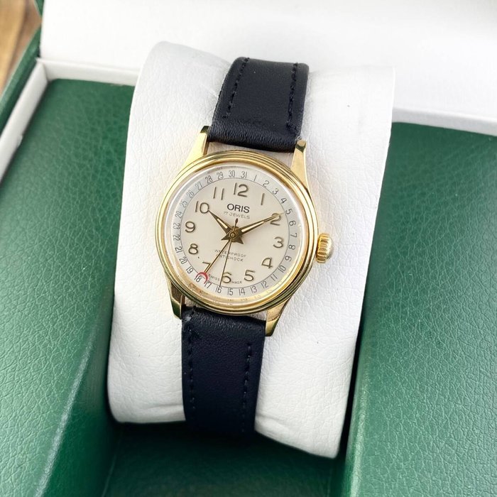 Oris - Oris Pointer Date 7406 White Dial 17 Jewels Working - Gold Plated - Ingen mindstepris - 7406 - Unisex - 1980-1989