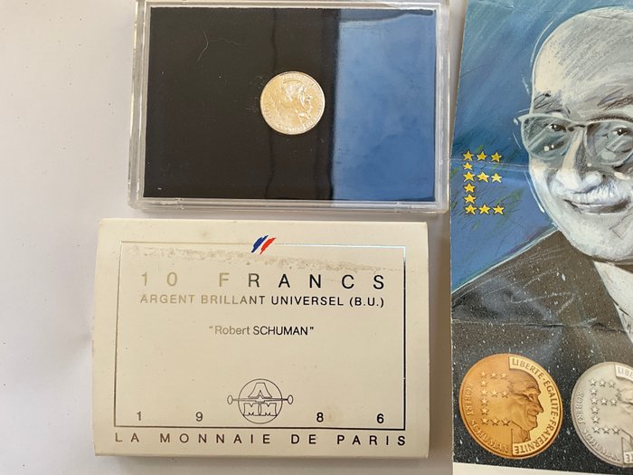 Frankrig 10 Francs 1988/1985 Robert Schuman + Victor Hugo (2 monnaies)  (Ingen mindstepris)