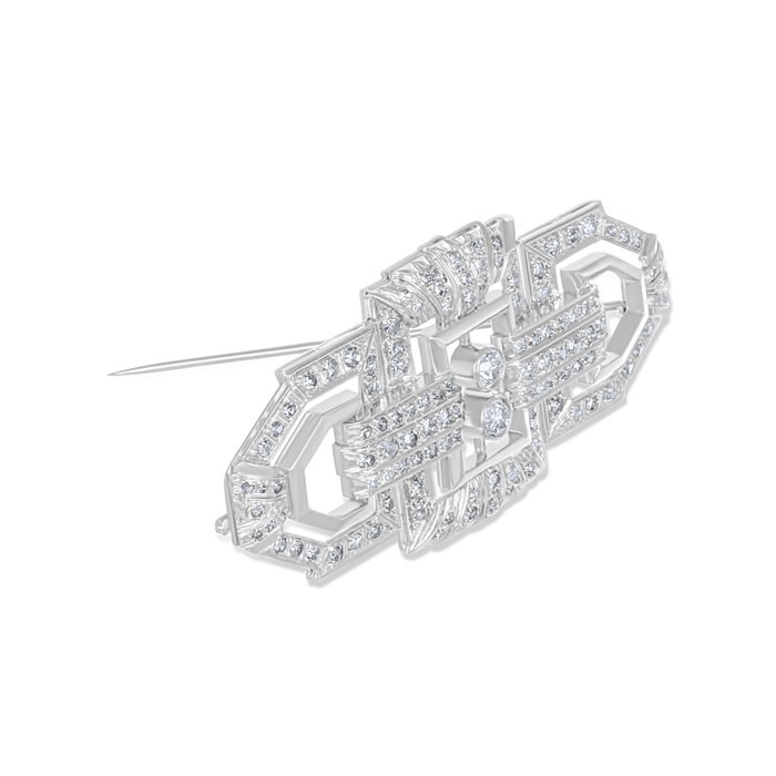 Broche - 18 kraat Hvidguld -  6.40ct. tw. Diamant (Natur)