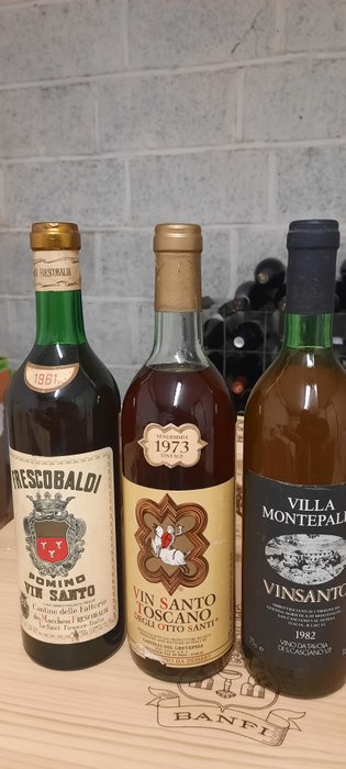 Vin Santo: 1961 Frescobaldi 1973 Castelli del Grevepesa  1982 Montepaldi - Toscana - 3 Flasker (075 L)