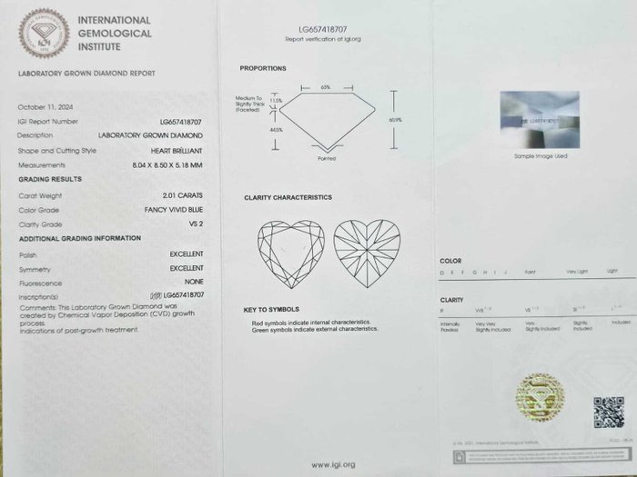 Ingen mindstepris - Ring - 18 kraat Hvidguld -  2.40ct. tw. Blå Diamant (Laboratoriedyrket diamant i fancy farver) - Diamant