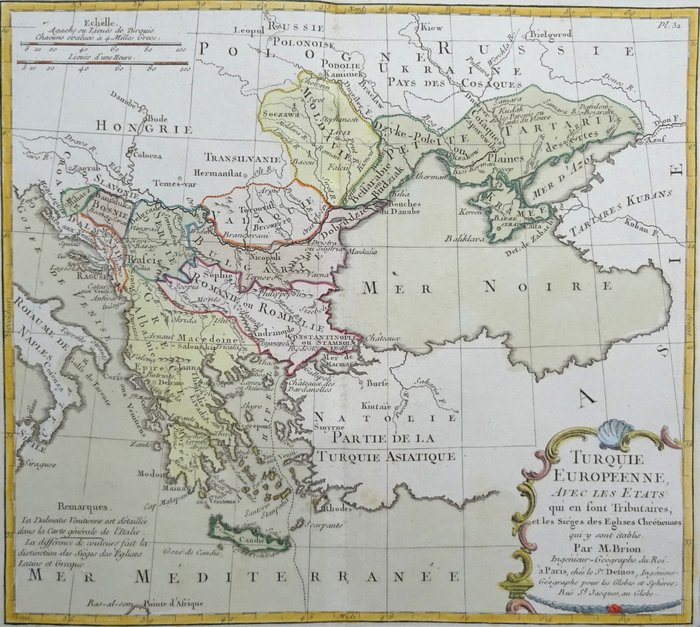 Europa - Bulgarien, Rumænien, Moldova, Ukraine, Albanien, Serbien, Kroatien, Slovenien, Grækenland...; L. C. Desnos / M. Brion - Turquie Europeenne avec les Etats qui en sont Tributaires... - 1761-1780