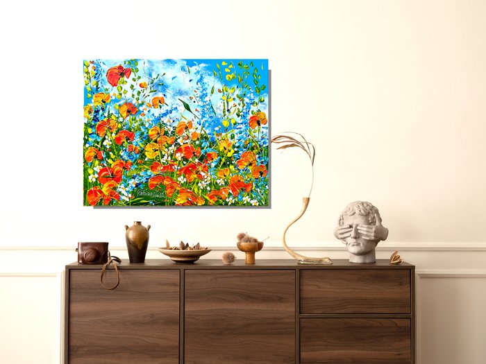 Patrizia Schüller - Blumengruß mit strahlenden orange_weißen und blauen Blumen