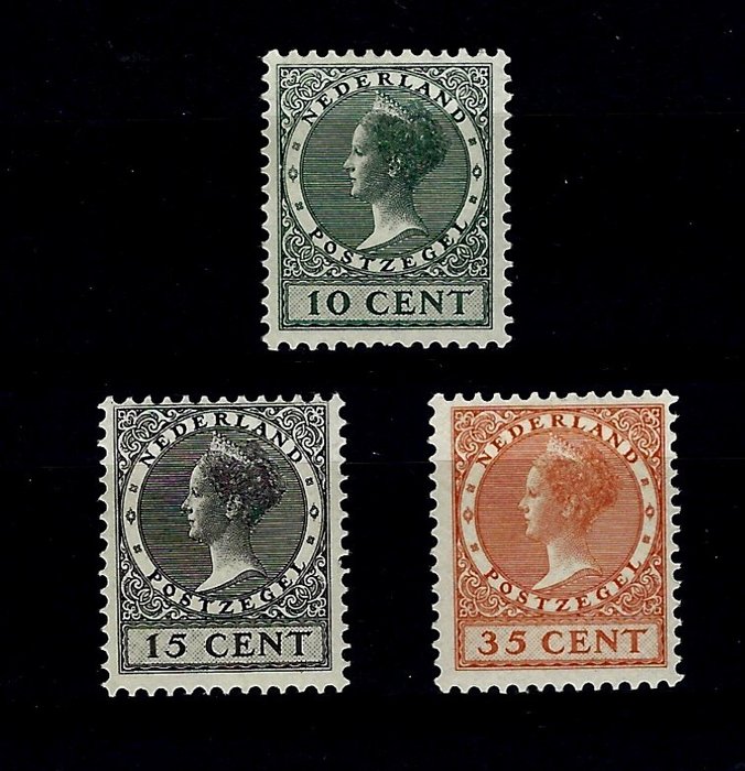 Holland 1924 - Udstillingsstempler Dronning Wilhelmina - NVPH 136-138